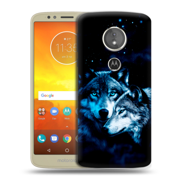Силиконовый чехол на Motorola Moto E5 с принтом Волки