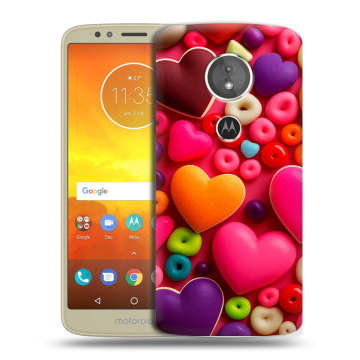 Силиконовый чехол на Motorola Moto E5 с принтом Сердечки