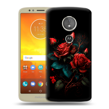 Силиконовый чехол на Motorola Moto E5 с принтом Розы красные