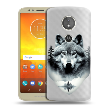 Силиконовый чехол на Motorola Moto E5 с принтом Волк в лесу