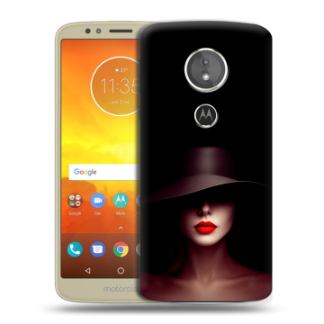 Силиконовый чехол на Motorola Moto E5 с принтом Девушка в шляпе