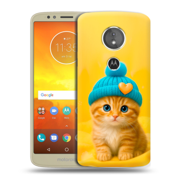 Силиконовый чехол на Motorola Moto E5 с принтом Котенок в шапке