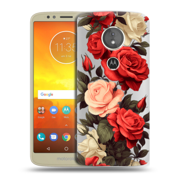 Силиконовый чехол на Motorola Moto E5 с принтом Розы