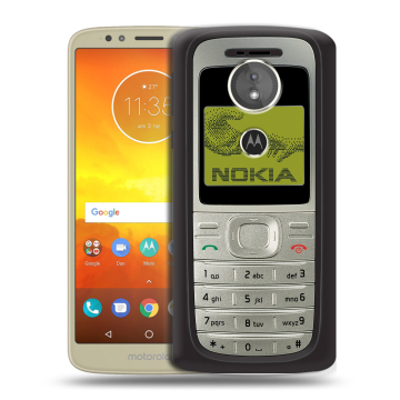 Силиконовый чехол на Motorola Moto E5 с принтом Ретро Нокия