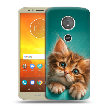 Силиконовый чехол на Motorola Moto E5 с принтом котенок