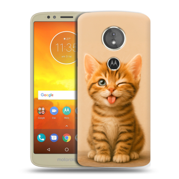 Силиконовый чехол на Motorola Moto E5 с принтом котенок