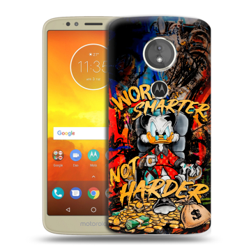 Силиконовый чехол на Motorola Moto E5 с принтом Дональд Дак Деньги