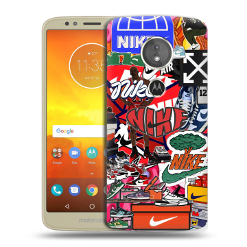 Силиконовый чехол на Motorola Moto E5 с принтом Найк Nike яркий