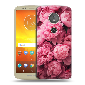 Силиконовый чехол на Motorola Moto E5 с принтом цветы пионы