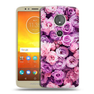 Силиконовый чехол на Motorola Moto E5 с принтом лавандовые розы
