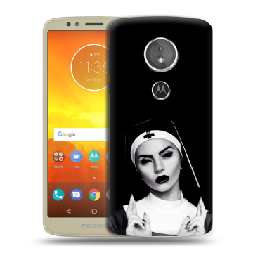 Силиконовый чехол на Motorola Moto E5 с принтом монашка