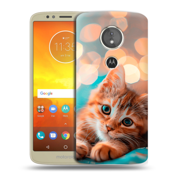 Силиконовый чехол на Motorola Moto E5 с принтом котик