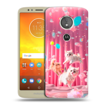 Силиконовый чехол на Motorola Moto E5 с принтом милые котики