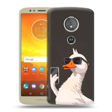 Силиконовый чехол на Motorola Moto E5 с принтом утка в очках