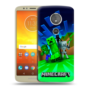 Силиконовый чехол на Motorola Moto E5 с принтом Майнкрафт Силиконовый чехол на Motorola Moto E5 с принтом Майнкрафт