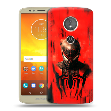 Силиконовый чехол на Motorola Moto E5 с принтом человек паук spiderman