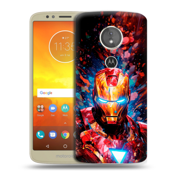 Силиконовый чехол на Motorola Moto E5 с принтом Железный человек Ironman