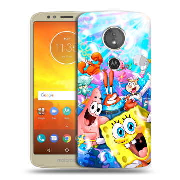 Силиконовый чехол на Motorola Moto E5 с принтом спанчбоб спанч боб