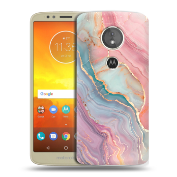 Силиконовый чехол на Motorola Moto E5 с принтом розовый мрамор