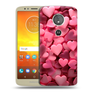 Силиконовый чехол на Motorola Moto E5 с принтом розовые сердечки