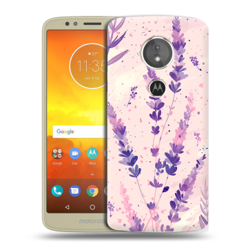Силиконовый чехол на Motorola Moto E5 с принтом цветы лаванда
