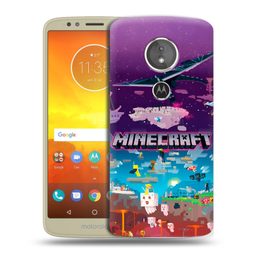 Силиконовый чехол на Motorola Moto E5 с принтом Майнкрафт Minecraft