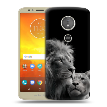 Силиконовый чехол на Motorola Moto E5 с принтом Лев кошки