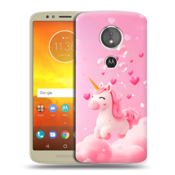 Силиконовый чехол на Motorola Moto E5 с принтом Единорог