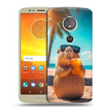 Силиконовый чехол на Motorola Moto E5 с принтом Капибара