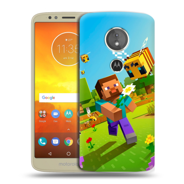 Силиконовый чехол на Motorola Moto E5 с принтом Майнкрафт Minecraft