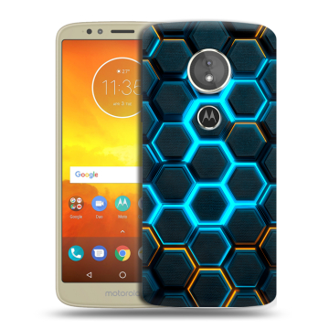 Силиконовый чехол на Motorola Moto E5 с принтом Неоновые соты