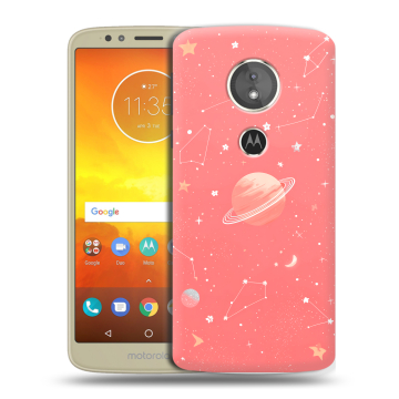 Силиконовый чехол на Motorola Moto E5 с принтом Розовый космос