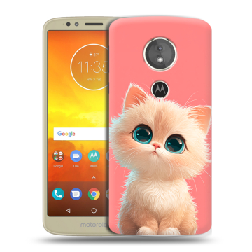 Силиконовый чехол на Motorola Moto E5 с принтом Розовый котенок