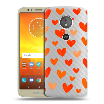 Силиконовый чехол на Motorola Moto E5 с принтом Сердечки