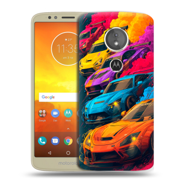 Силиконовый чехол на Motorola Moto E5 с принтом Тачки