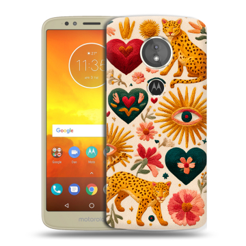 Силиконовый чехол на Motorola Moto E5 с принтом Модный принт