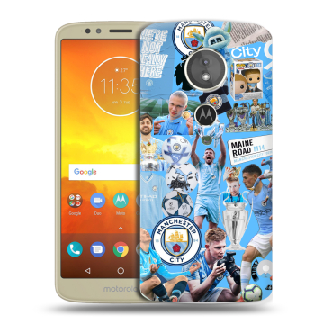Силиконовый чехол на Motorola Moto E5 с принтом Man City Манчестер Сити