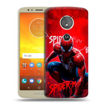 Силиконовый чехол на Motorola Moto E5 с принтом Spiderman Человек паук Силиконовый чехол на Motorola Moto E5 с принтом Spiderman Человек паук