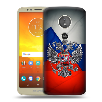 Силиконовый чехол на Motorola Moto E5 с принтом Флаг России