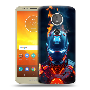 Силиконовый чехол на Motorola Moto E5 с принтом IronMan Железный человек
