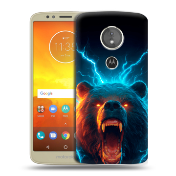 Силиконовый чехол на Motorola Moto E5 с принтом Медведь