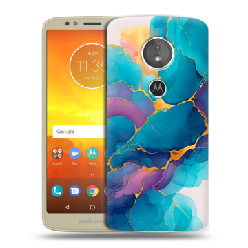Силиконовый чехол на Motorola Moto E5 с принтом Мрамор блестки