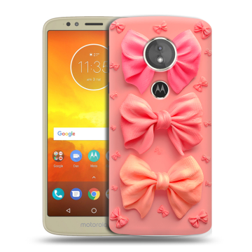 Силиконовый чехол на Motorola Moto E5 с принтом Розовые бантики