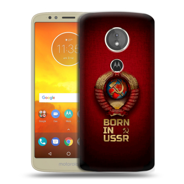 Силиконовый чехол на Motorola Moto E5 с принтом Флаг Герб СССР