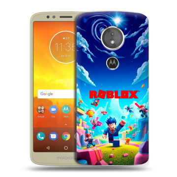 Силиконовый чехол на Motorola Moto E5 с принтом Roblox Роблокс