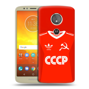 Силиконовый чехол на Motorola Moto E5 с принтом Флаг Герб СССР