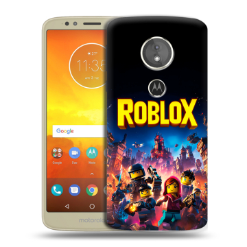 Силиконовый чехол на Motorola Moto E5 с принтом Roblox Роблокс