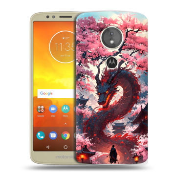 Силиконовый чехол на Motorola Moto E5 с принтом Дракон Японский