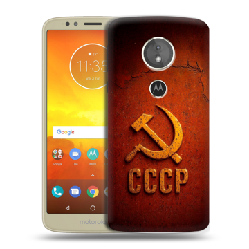 Силиконовый чехол на Motorola Moto E5 с принтом Флаг Герб СССР