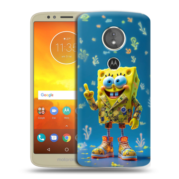Силиконовый чехол на Motorola Moto E5 с принтом Спанч боб Спанчбоб